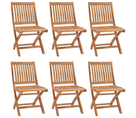 vidaXL Chaises pliables de jardin avec coussins lot de 6 Bois de teck