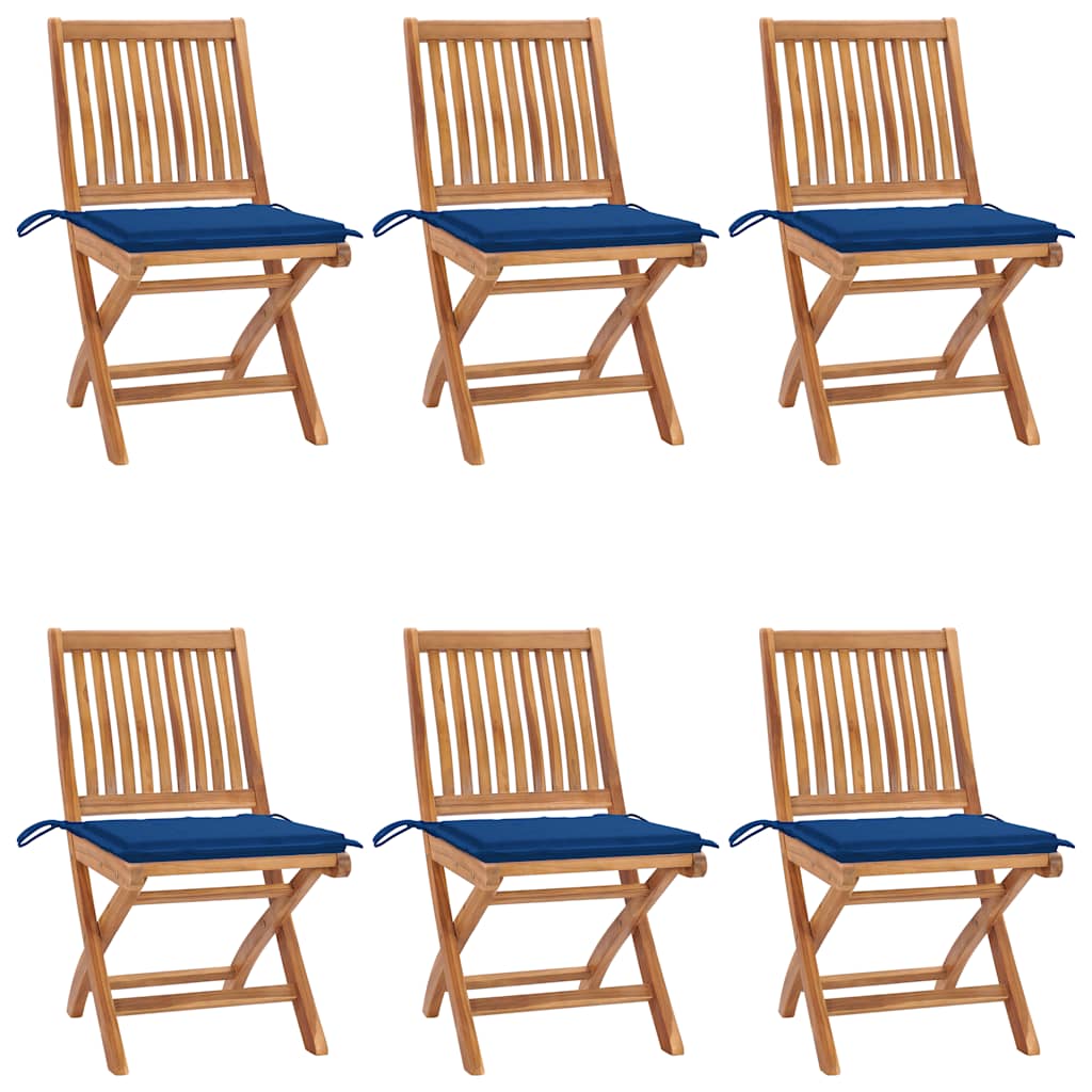 vidaXL Skládací zahradní židle s poduškami 6 ks masivní teak