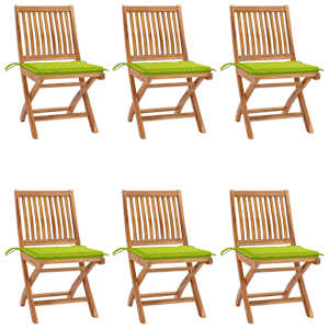 Skládací zahradní židle s poduškami 6 ks masivní teak - obrázek 1