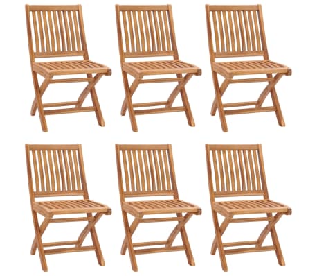 vidaXL Folding Garden Chairs with Cushions 6 pcs Solid Teak Wood