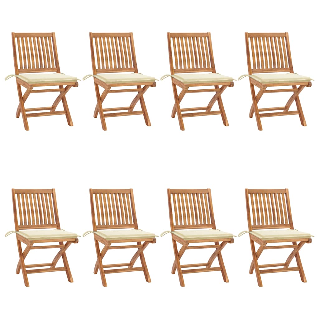vidaXL Skládací zahradní židle s poduškami 8 ks masivní teak