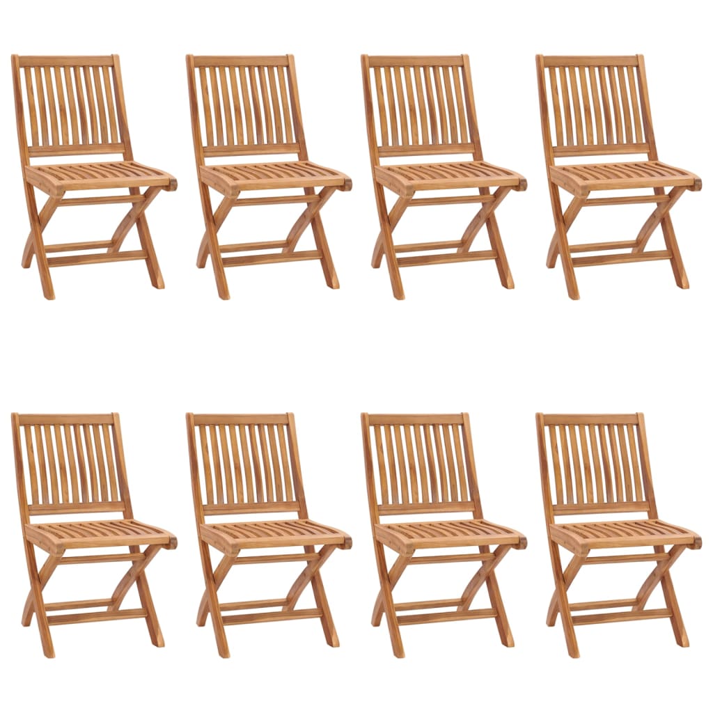 8 db összecsukható tömör tíkfa kerti szék párnával 