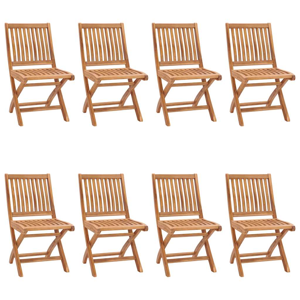 vidaXL Tuinstoelen 8 st inklapbaar met kussens massief teakhout