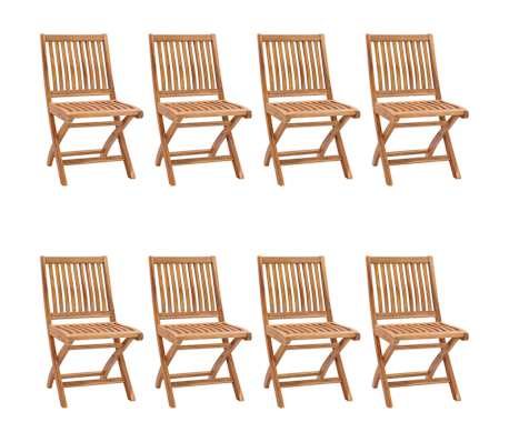vidaXL Folding Garden Chairs with Cushions 8 pcs Solid Teak Wood