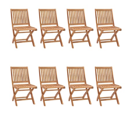 vidaXL Chaises pliables de jardin avec coussins 8 pcs Teck solide