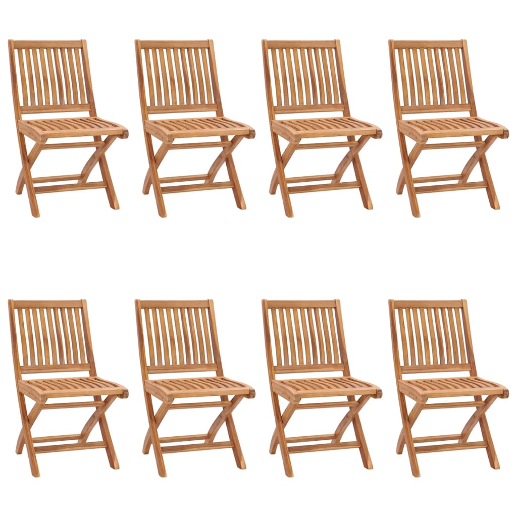 

vidaXL Tuinstoelen 8 st inklapbaar met kussens massief teakhout