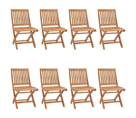 vidaXL Sulankstomos sodo kėdės su pagalvėlėmis, 8vnt., tikmedis