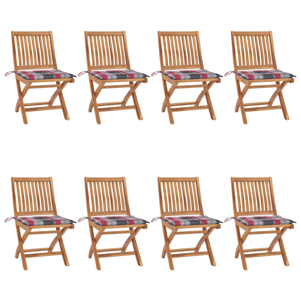 vidaXL Skládací zahradní židle s poduškami 8 ks masivní teak