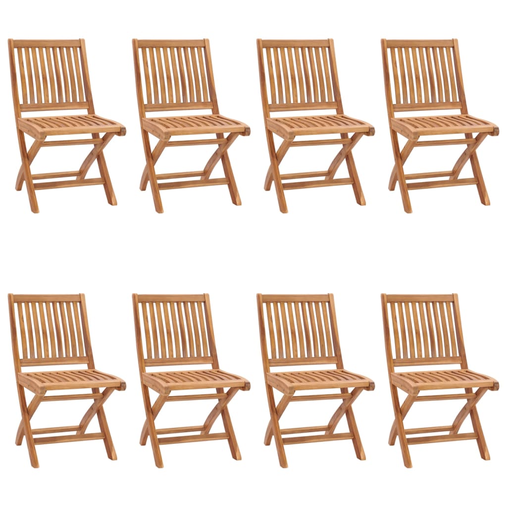

vidaXL Tuinstoelen 8 st inklapbaar met kussens massief teakhout