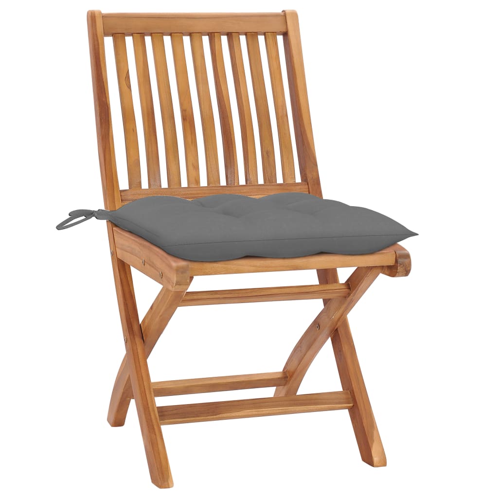 vidaXL Folding Patio Chairs with Cushions 8 pcs Solid Teak Wood