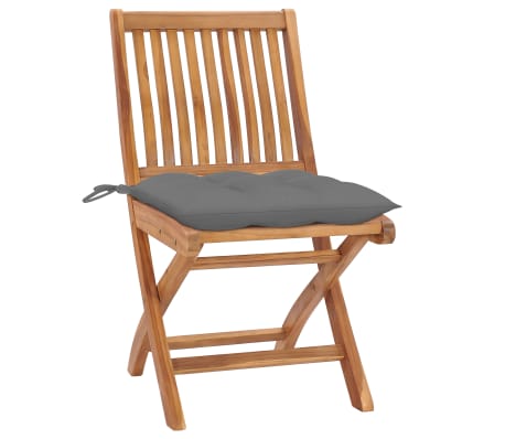 vidaXL Folding Patio Chairs with Cushions 8 pcs Solid Teak Wood