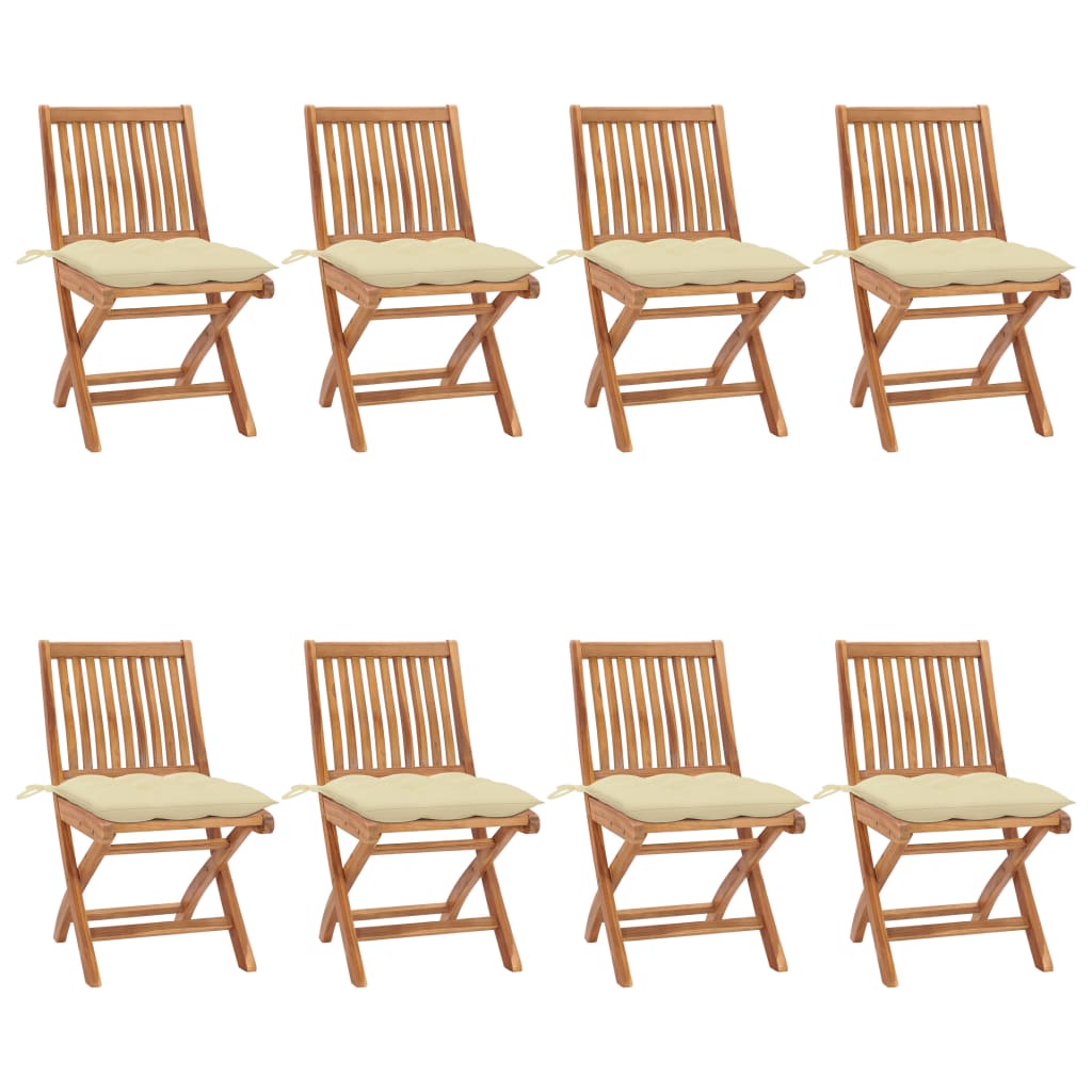 vidaXL Skládací zahradní židle s poduškami 8 ks masivní teak