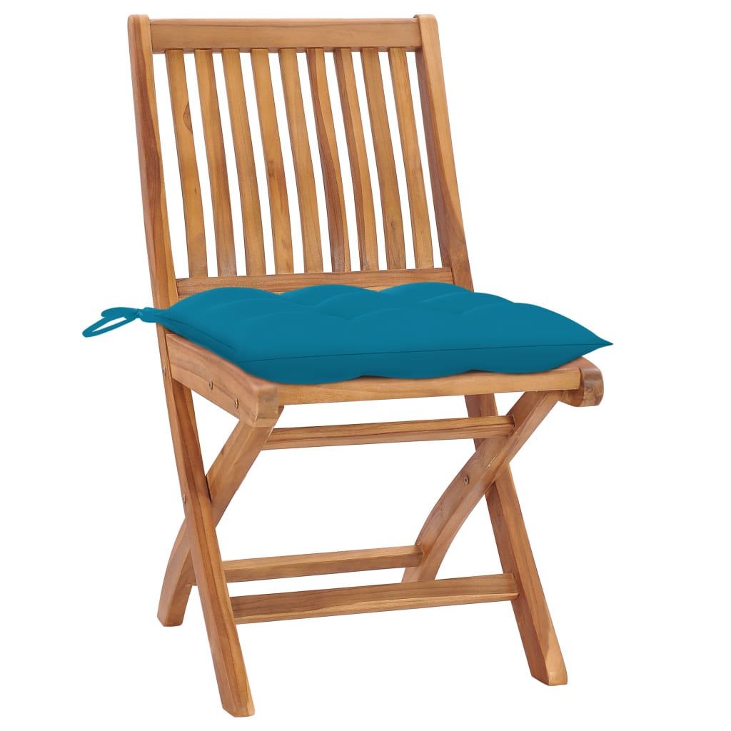 

vidaXL Tuinstoelen 8 st inklapbaar met kussens massief teakhout