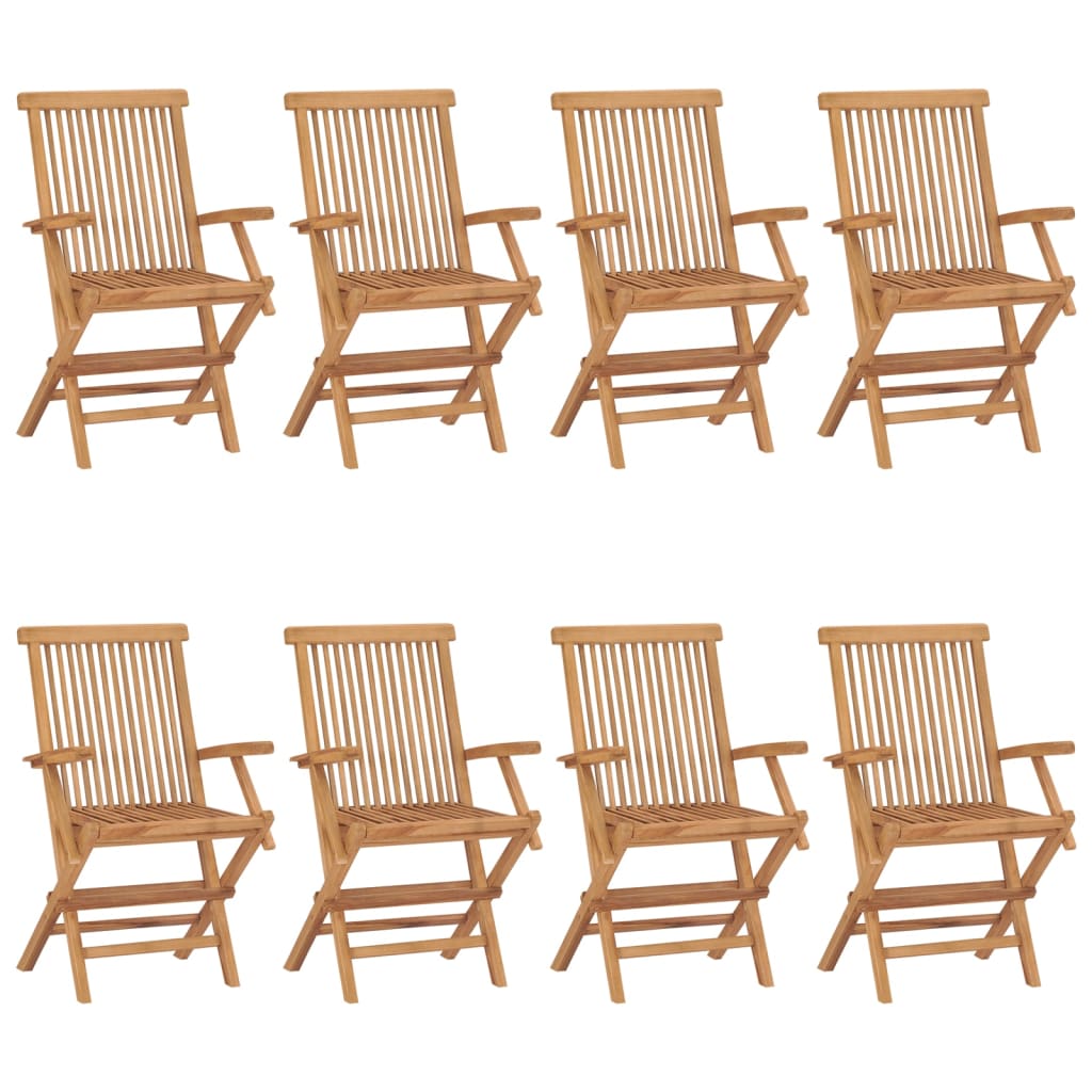 

vidaXL Tuinstoelen 8 st met rode kussens massief teakhout