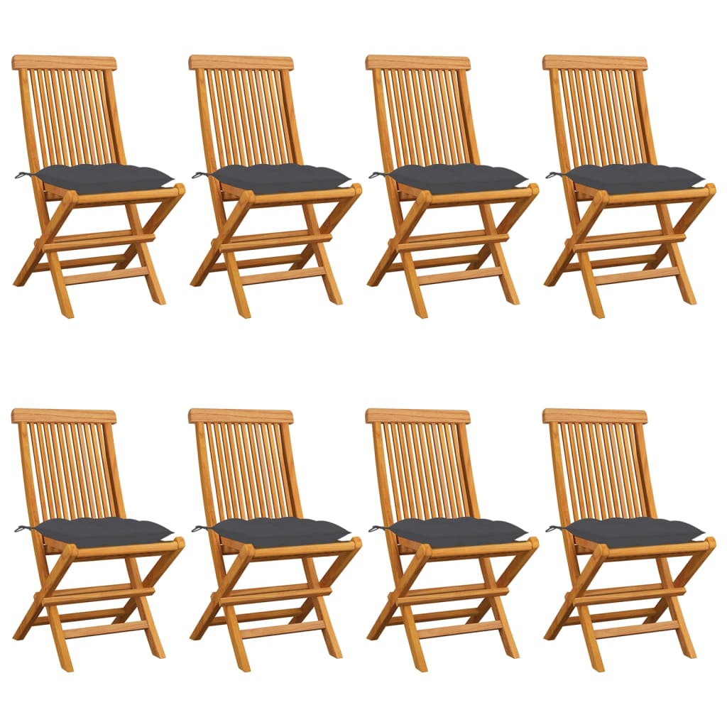 Photos - Garden Furniture VidaXL Patio Chairs with Anthracite Cushions 8 pcs Solid Teak Wood 