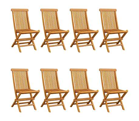 vidaXL Chaises de jardin avec coussins bleu clair lot de 8 Teck massif