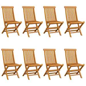 vidaXL Chaises de jardin avec coussins bleu clair lot de 8 Teck massif