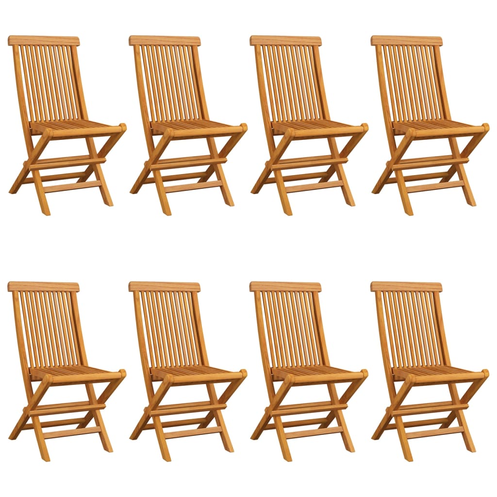 

vidaXL Tuinstoelen 8 st met rode kussens massief teakhout