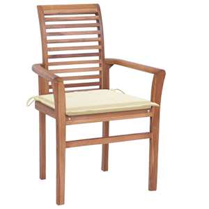 vidaXL Καρέκλες Τραπεζαρίας 6 τεμ. Μασίφ Ξύλο Teak με Κρεμ Μαξιλάρια