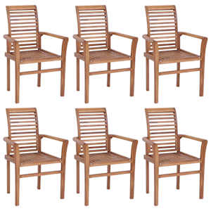 vidaXL Καρέκλες Τραπεζαρίας 6 τεμ. Μασίφ Ξύλο Teak & Μπλε Μαξιλάρια