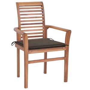 vidaXL Καρέκλες Τραπεζαρίας 8 τεμ. Μασίφ Ξύλο Teak με Taupe Μαξιλάρια