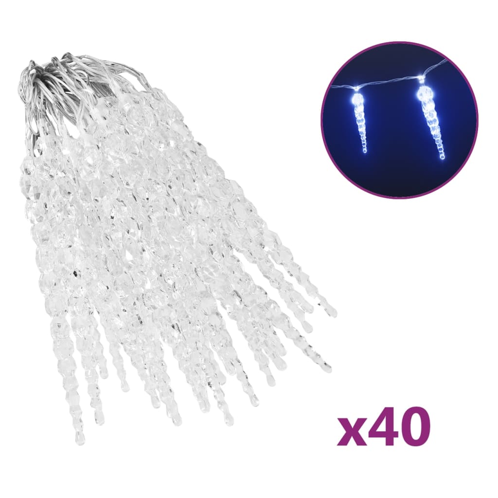 

vidaXL Christmas Icicle Lights 40 pcs Blue Acrylic Remote Control