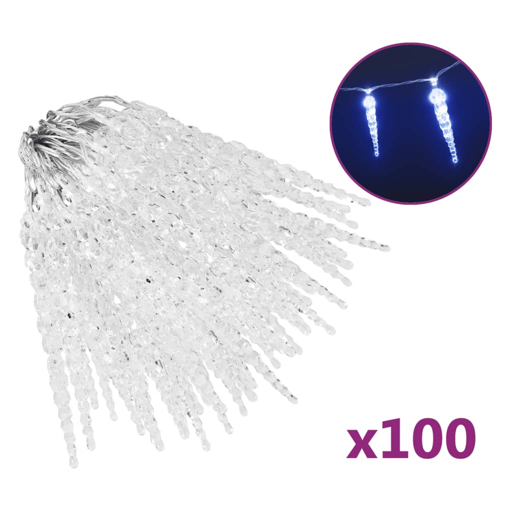 

vidaXL Christmas Icicle Lights 100 pcs Blue Acrylic