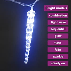 vidaXL Icicle Light Set of 100 Blue Acrylic 16.4 ft Remote control