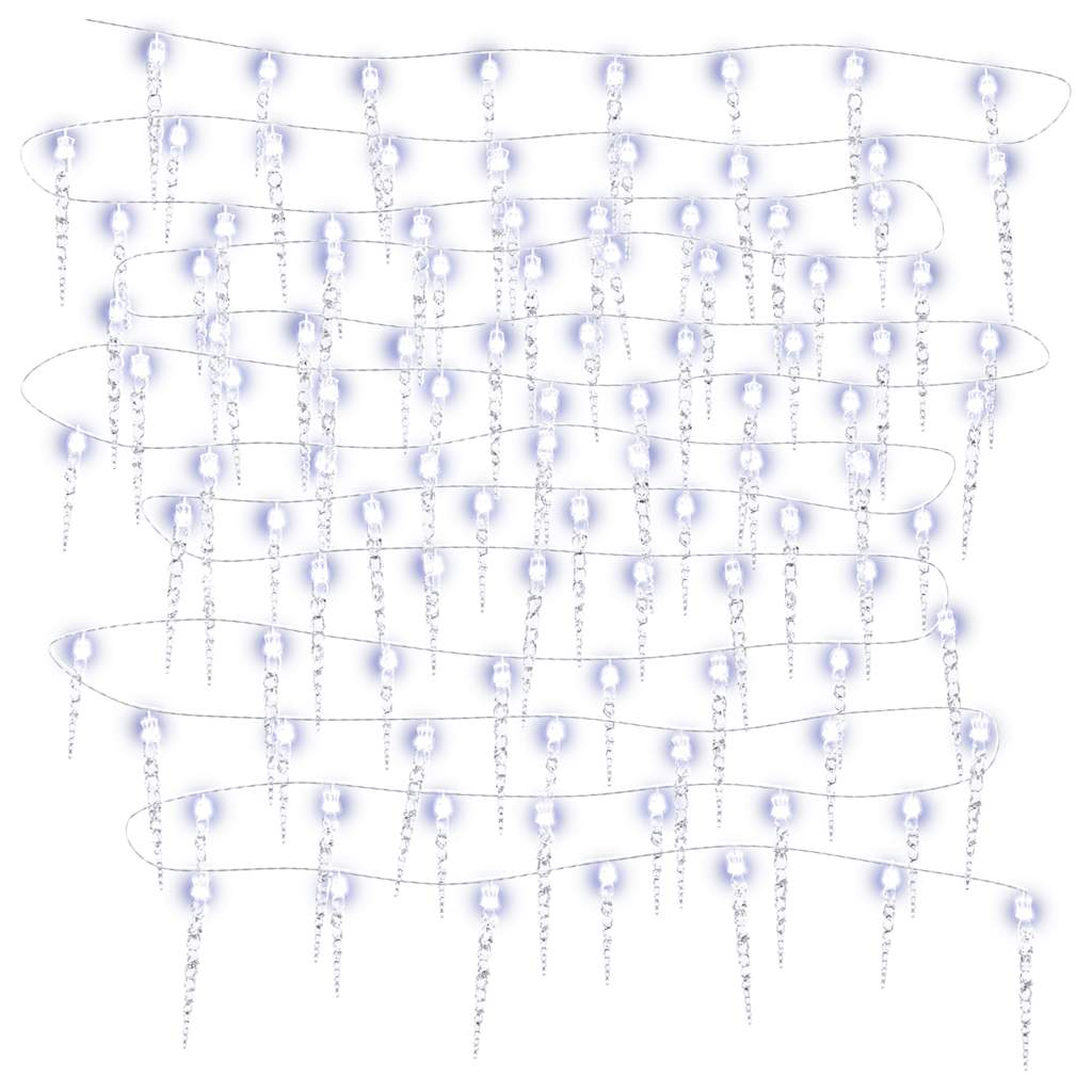 Коледни лампички ледени висулки, 200 бр, студено бели, акрил