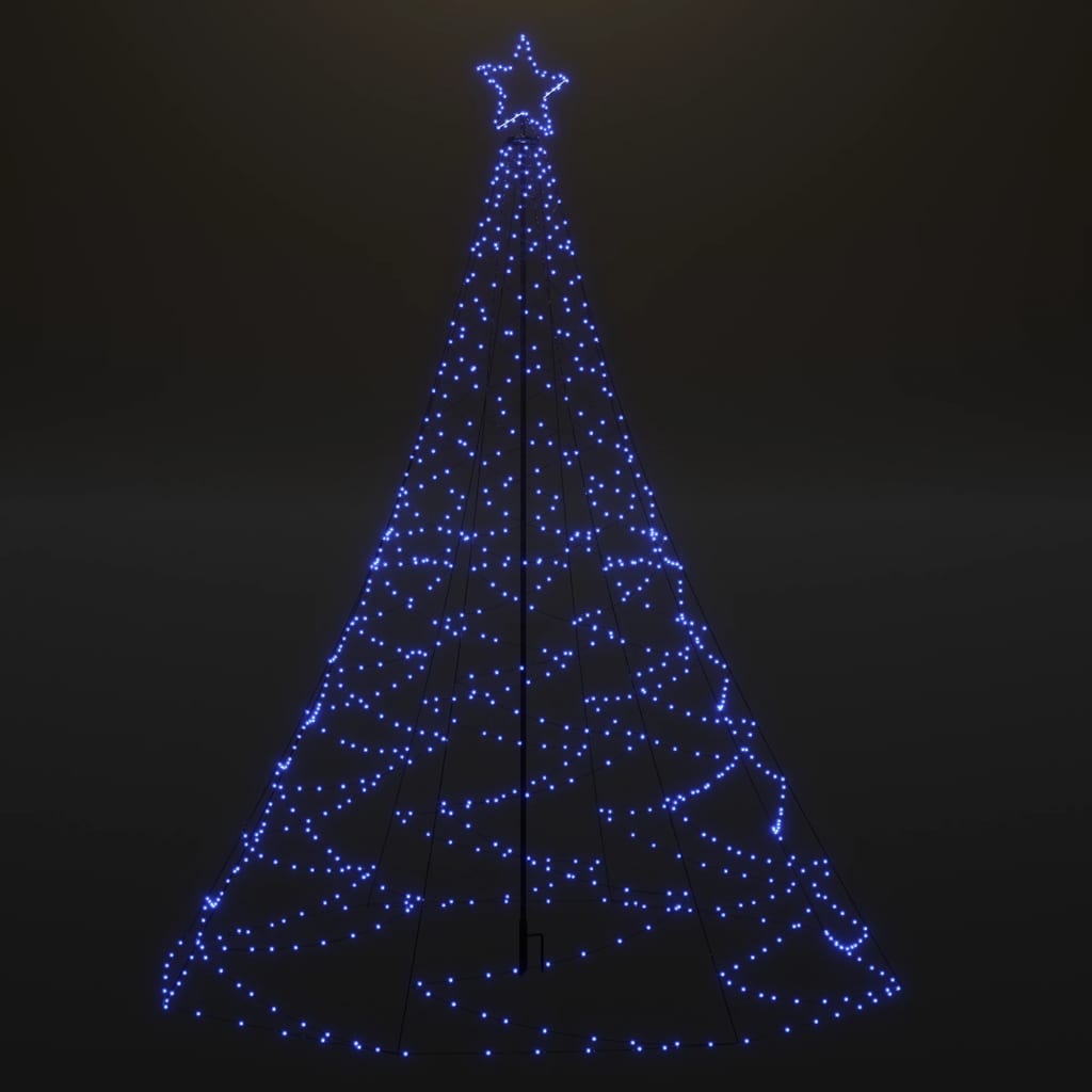 Image of vidaXL Christmas Tree with Metal Post 500 LEDs Blue 3 m