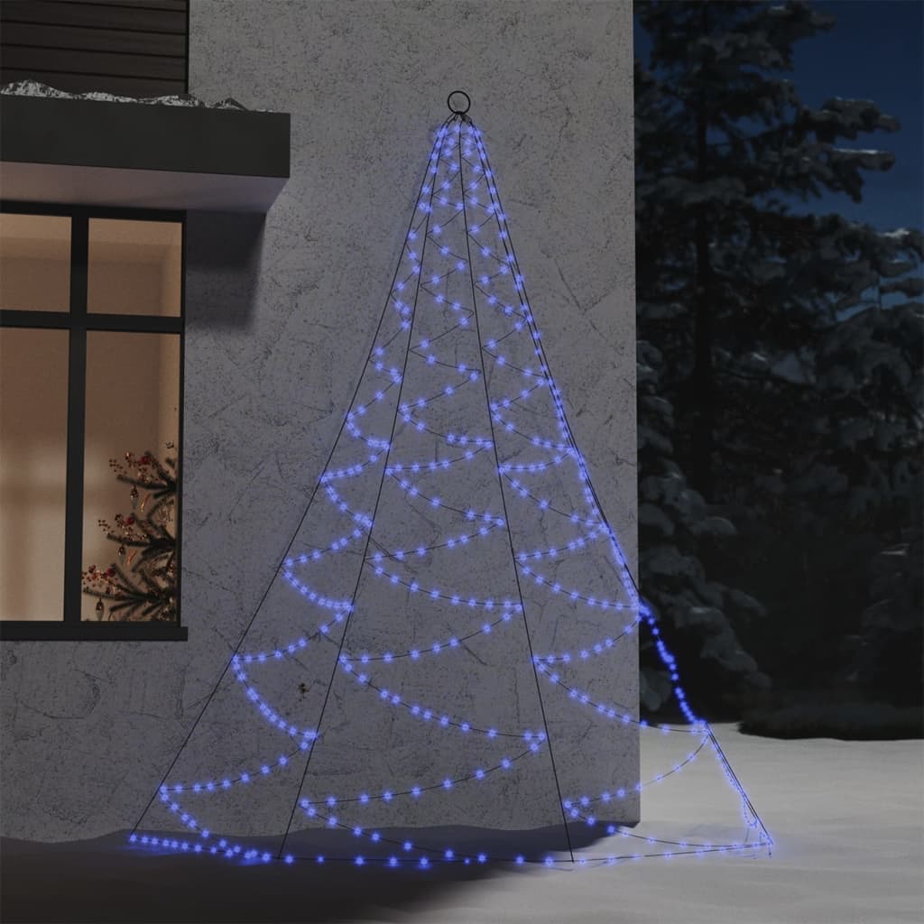 vidaXL Weihnachtsbaum an der Wand mit Metallhaken 260 LED Blau 3 m