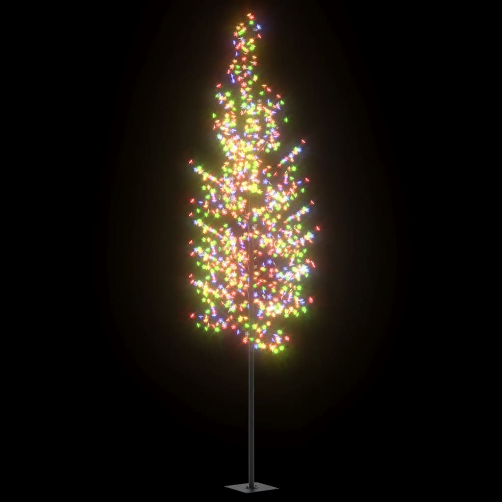 Pom Crăciun, 1200 LED-uri lumină colorată, flori cireș, 400cm