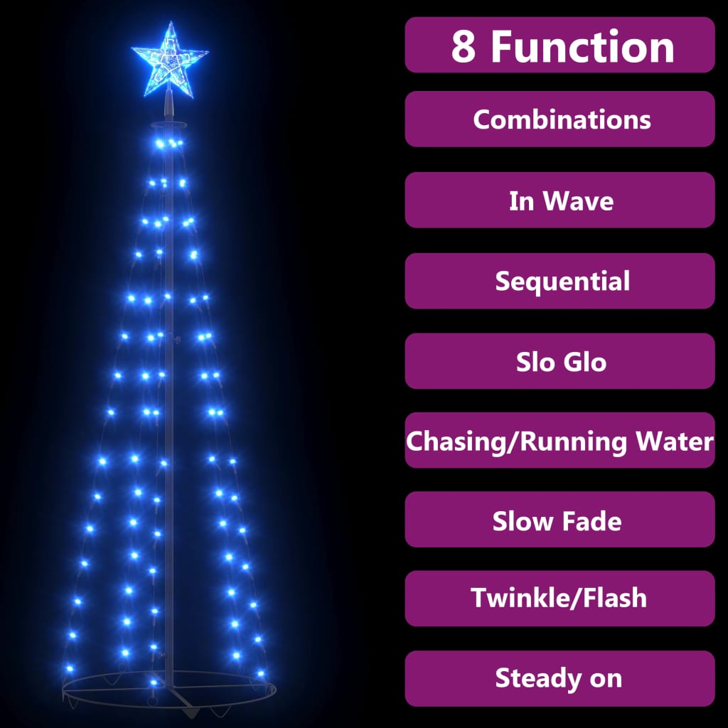 vidaXL Decorațiune Crăciun brad conic, 70 LED-uri, albastru, 50x120 cm