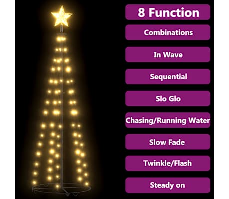 vidaXL Sapin de No&euml;l c&ocirc;ne 84 LED blanc chaud D&eacute;coration 50x150 cm