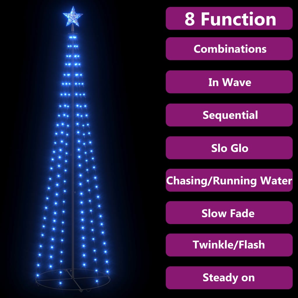 vidaXL Kalėdų eglutė, 70x240cm, kūgio formos, 136 mėlynos LED