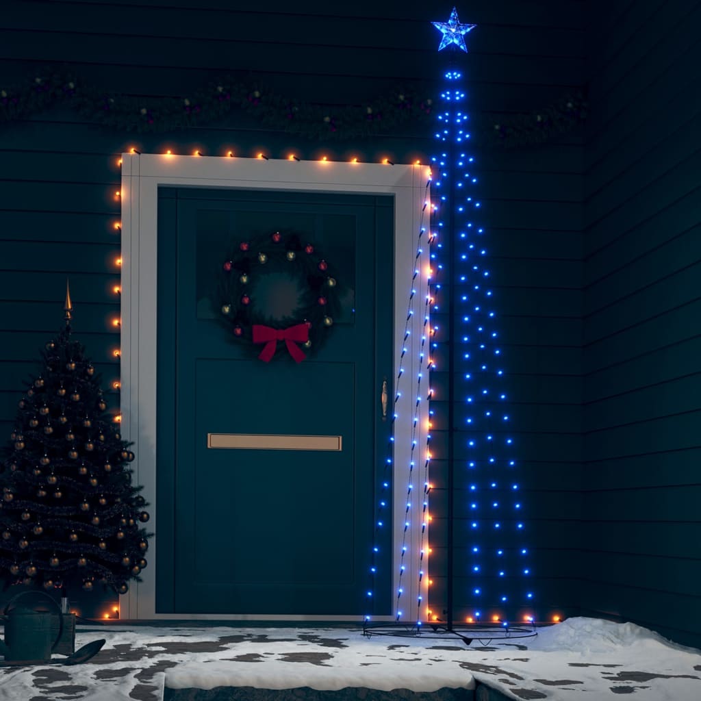 vidaXL Decorațiune brad Crăciun conic 136 LED-uri albastru 70×240 cm vidaXL