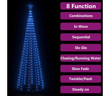 vidaXL Kalėdų eglutė, 100x300cm, kūgio formos, 330 mėlynų LED
