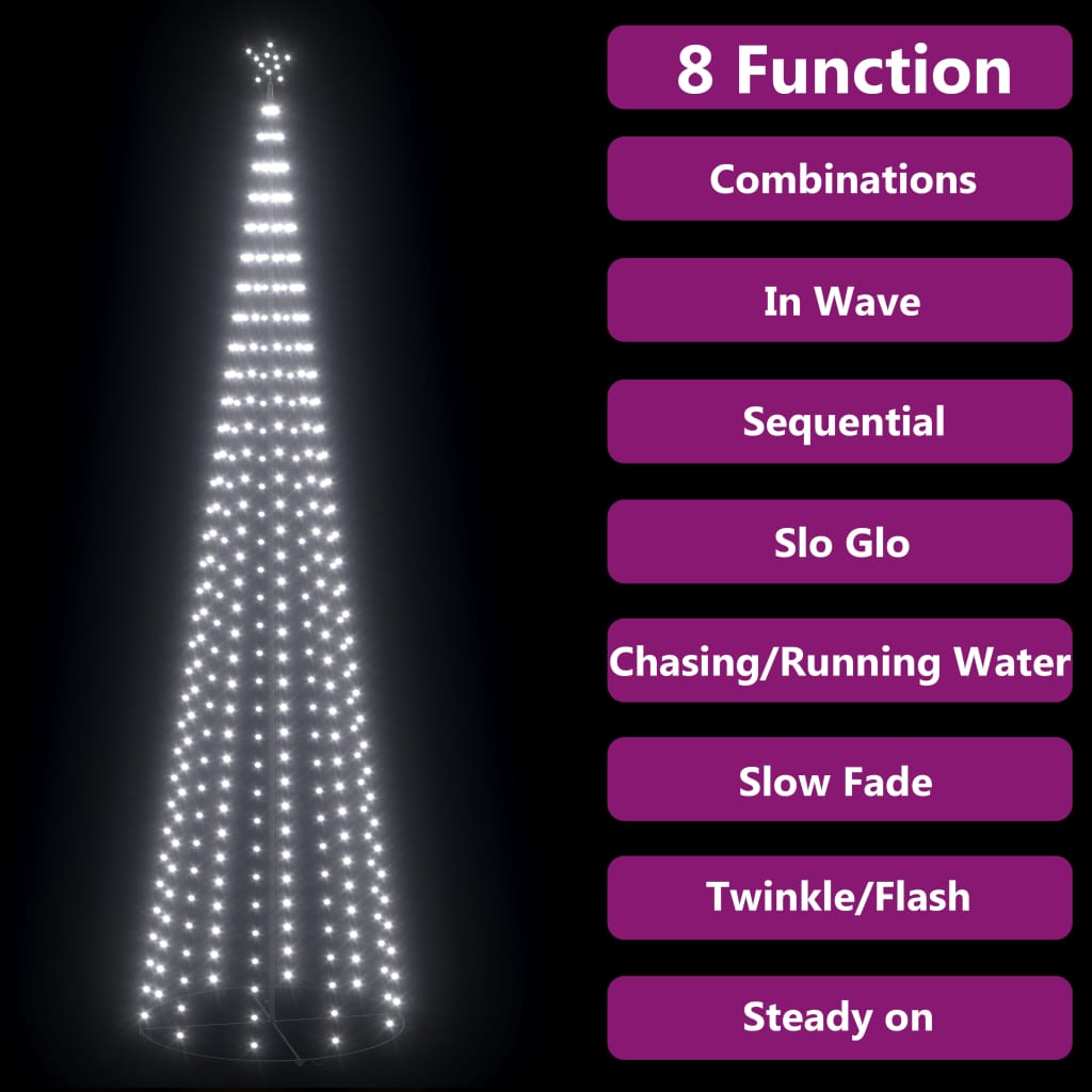 vidaXL Kalėdų eglutė, 100x360cm, kūgio formos, 400 šaltų baltų LED