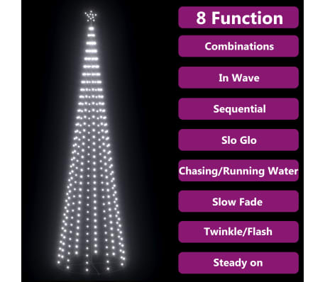 vidaXL Kalėdų eglutė, 100x360cm, kūgio formos, 400 šaltų baltų LED
