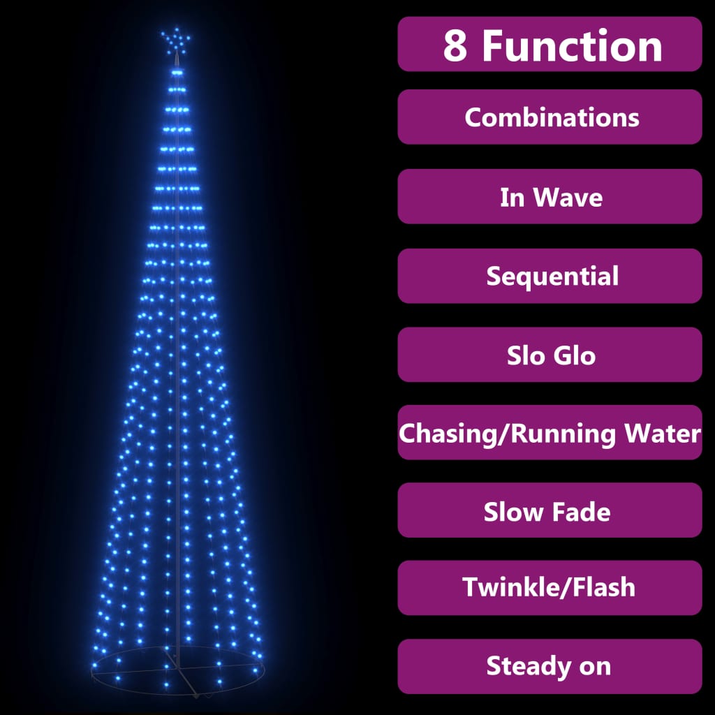 vidaXL Kalėdų eglutė, 100x360cm, kūgio formos, 400 mėlynų LED