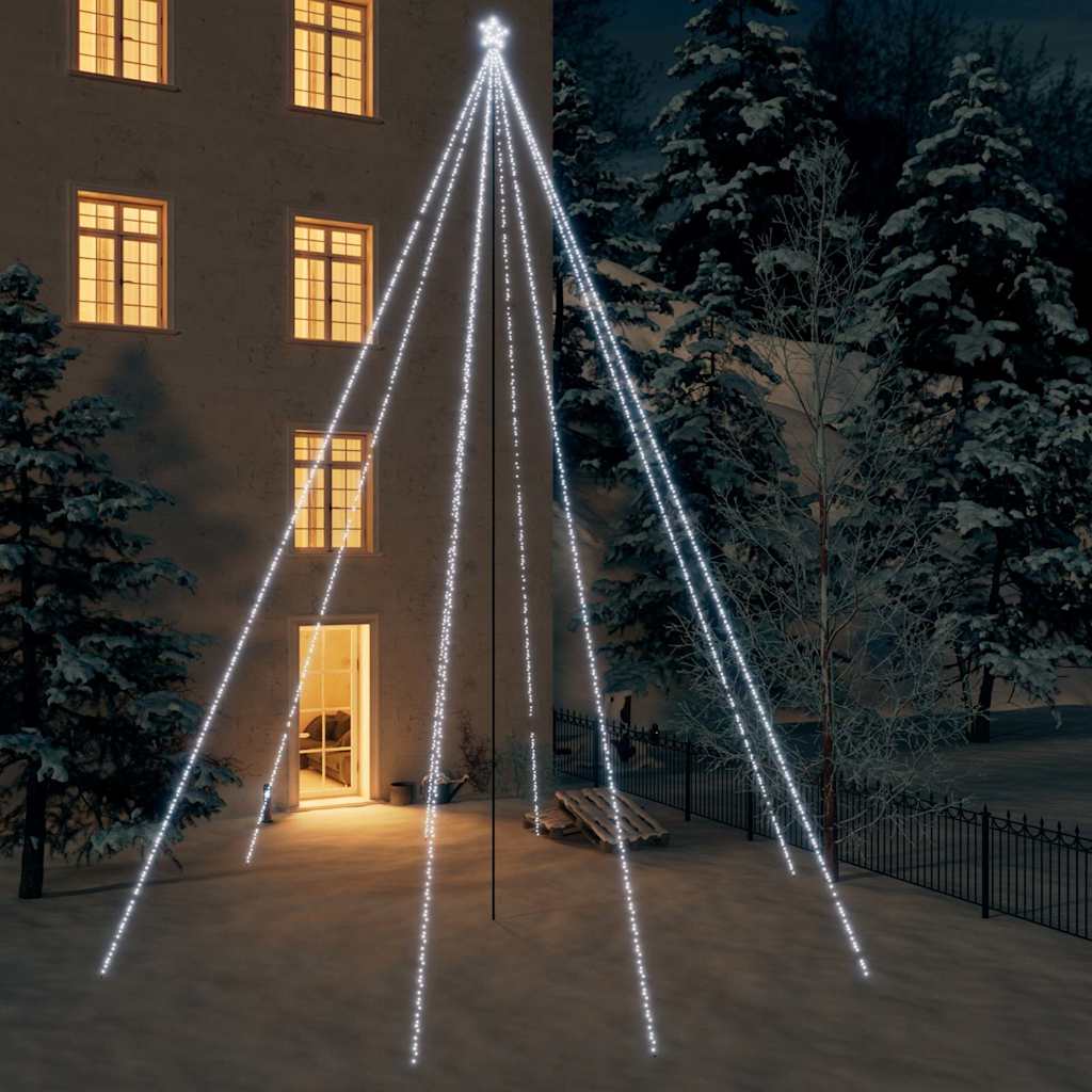 vidaXL LED-juletræ 1300 LED'er 8 m inde/ude koldt hvidt lys