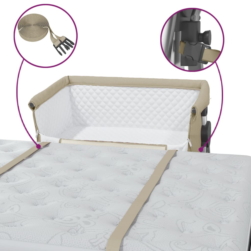  Detská posteľ s matracom hnedosivá ľanová látka