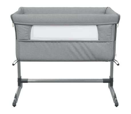 vidaXL Babybett mit Matratze Hellgrau Leinenstoff