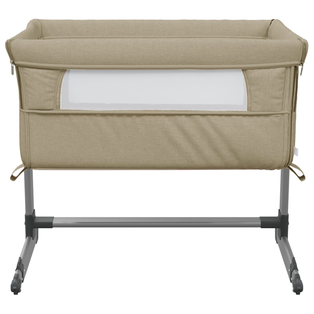 vidaXL Babybox met matras linnen taupe