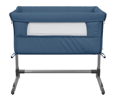 vidaXL Babybett mit Matratze Marineblau Leinenstoff