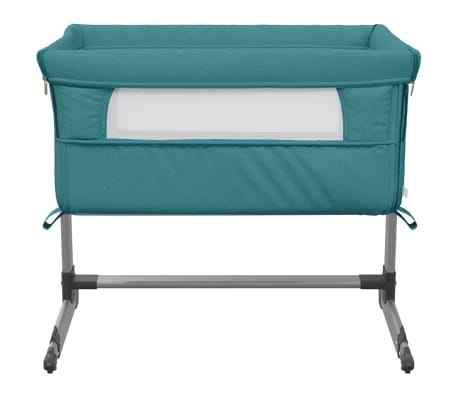 vidaXL Pat pentru copii cu saltea, verde, p&acirc;nză textil