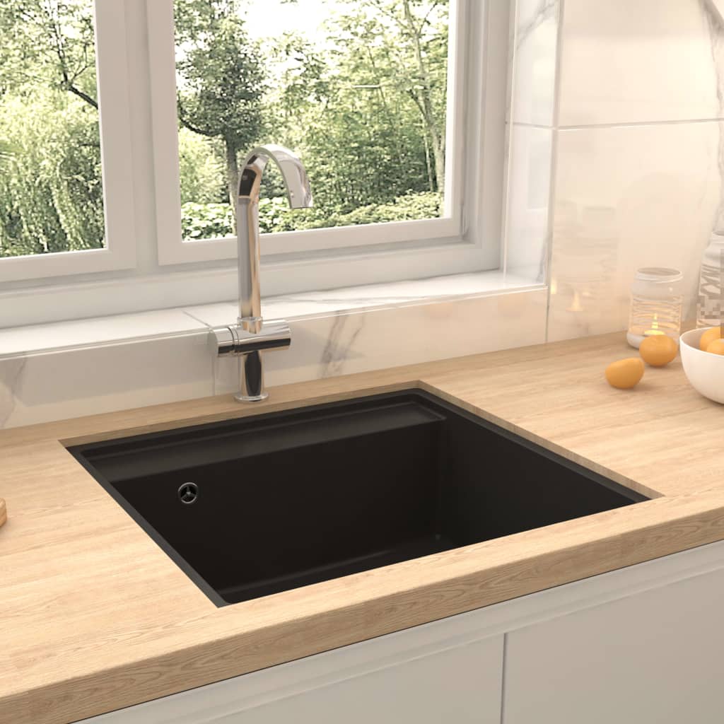 TopSellers-Granite Kitchen Sink Black - 530x500mm Deep Basin  Easy Clean