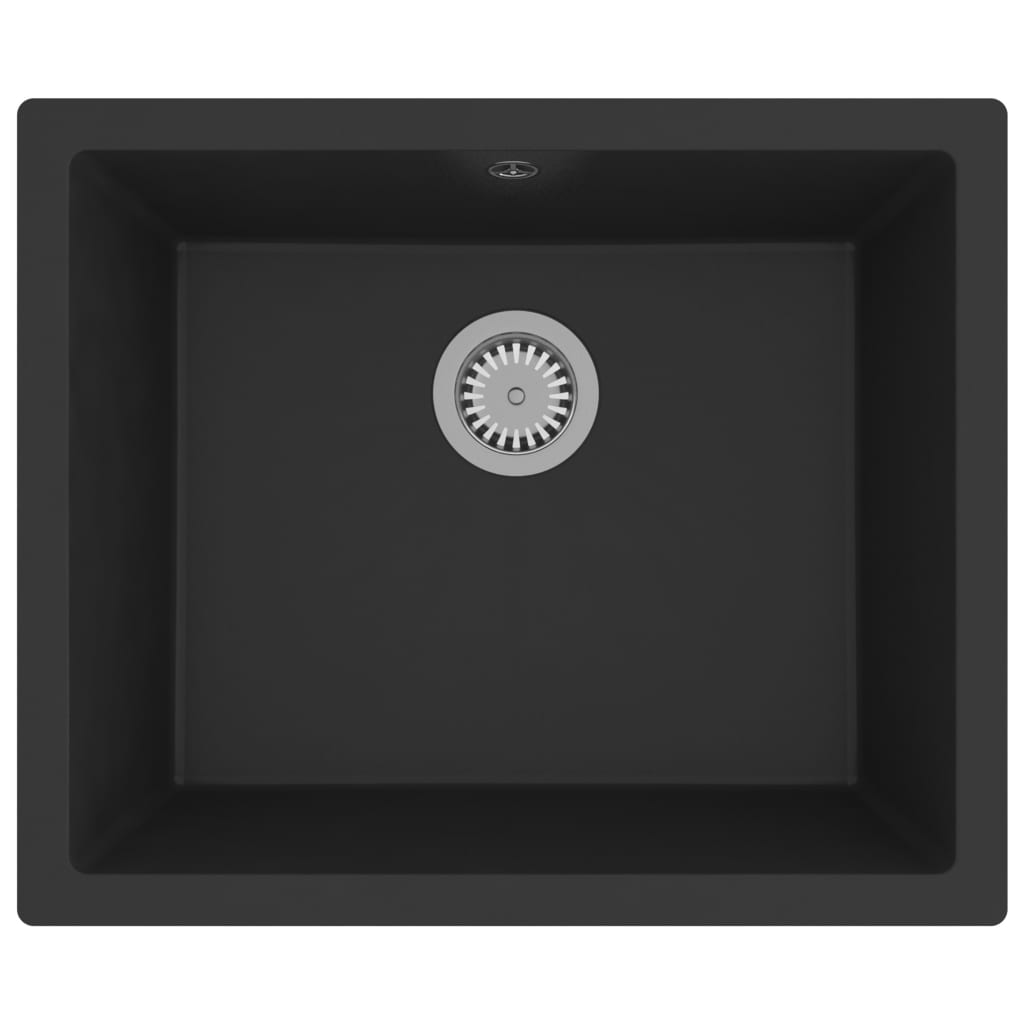 vidaXL Kitchen Sink with Overflow Hole Black Granite