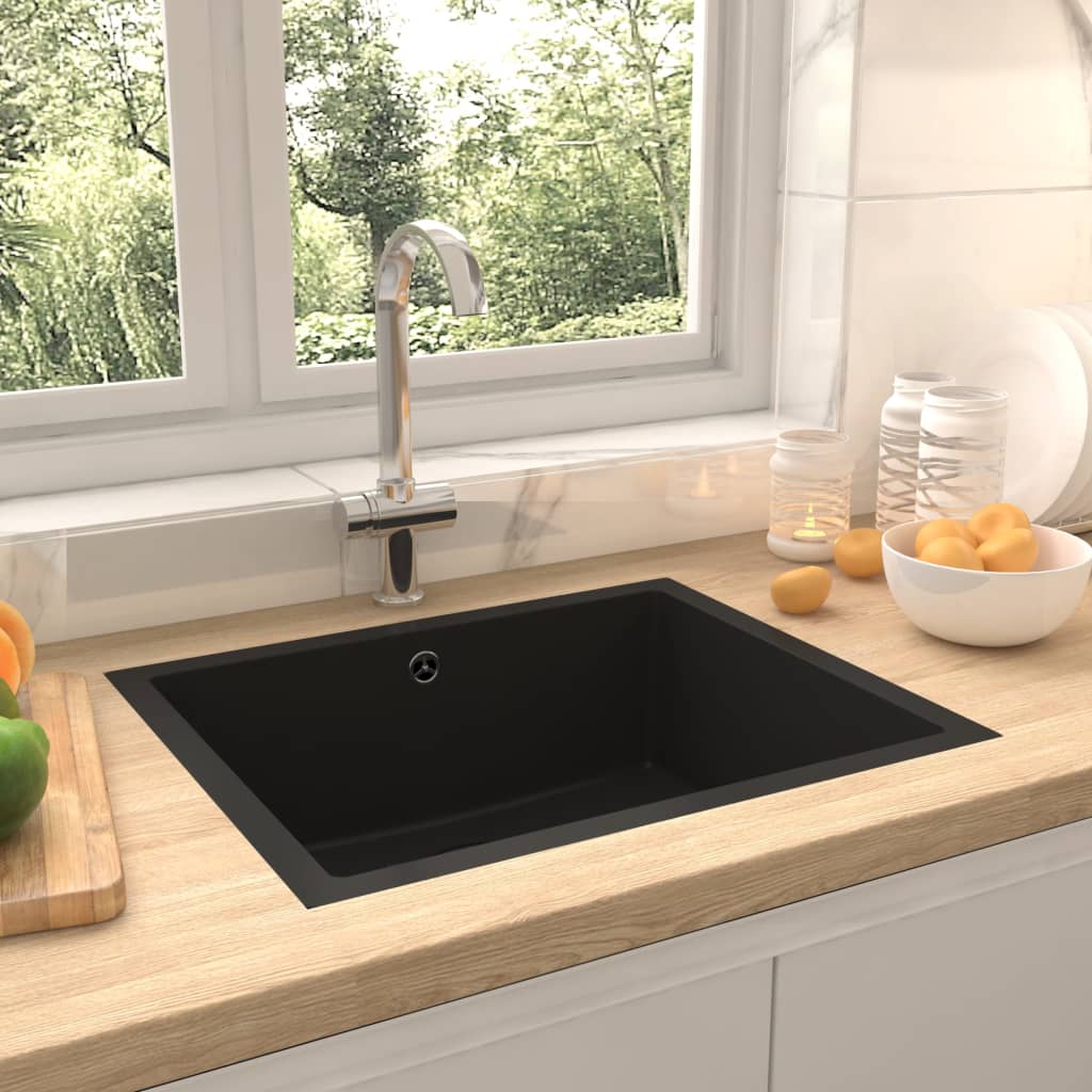 TopSellers-Granite Kitchen Sink Black - Heat Resistant  Easy Clean  Durable