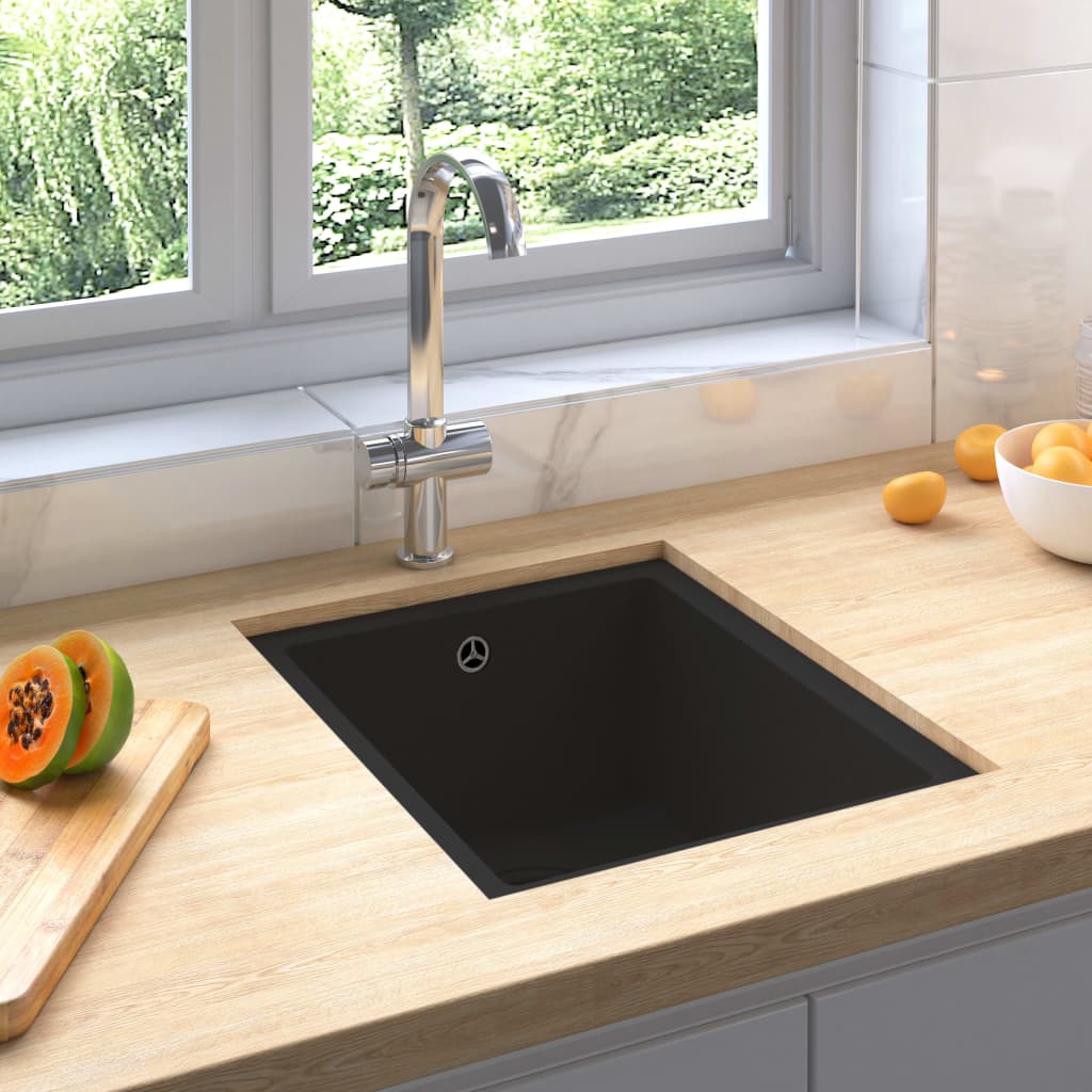 TopSellers-Black Granite Kitchen Sink - 380x460mm Deep  Heat Resistant